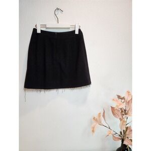 Chanel 06A Black Wool Cashmere‎ Silk Lined Skirt FR38 US6 26" Waist